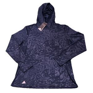 adidas Women's XL Golf Pullover Hoodie Collegiate Navy Abstract JE9899